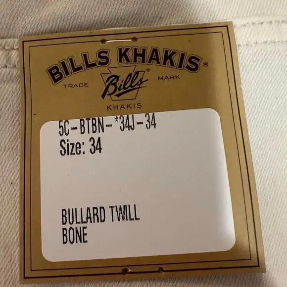 BILLS KHAKIS Men's 5-Pkt Classic Fit Bullard Twill Size 34 In Bone - Picture 5 of 11